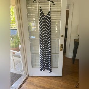 Blue and white cotton pink dress maxi dress size large also fits media